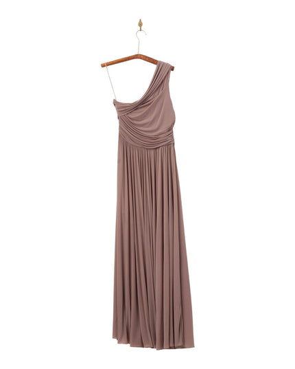 Ronny Kobo Killian One - shoulder Gown in Brown - Wind & Song