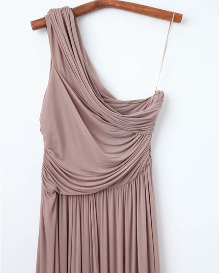 Ronny Kobo Killian One - shoulder Gown in Brown - Wind & Song