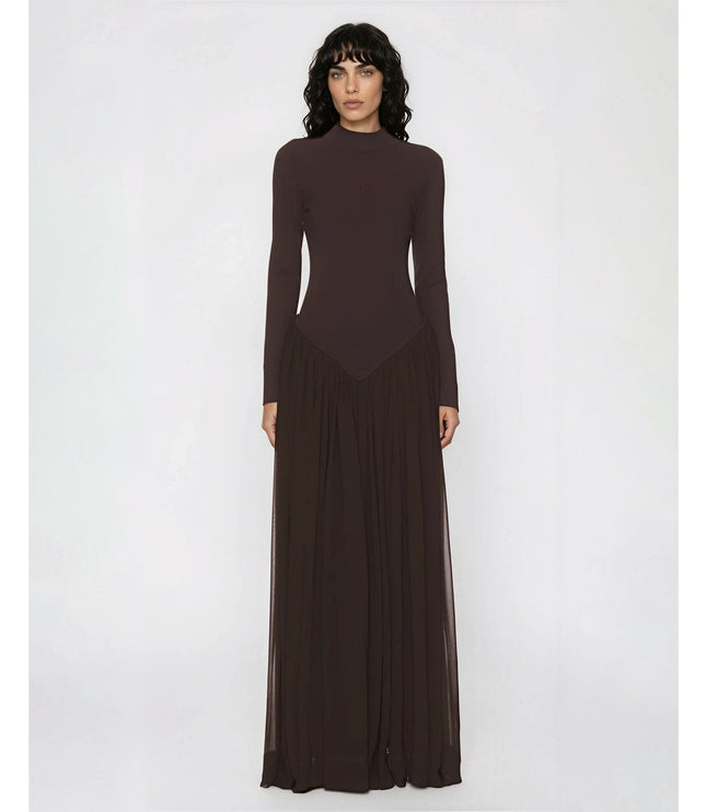 Ronny Kobo Speck Knit Dress Size XS – Mockneck Chiffon Skirt - Wind & Song