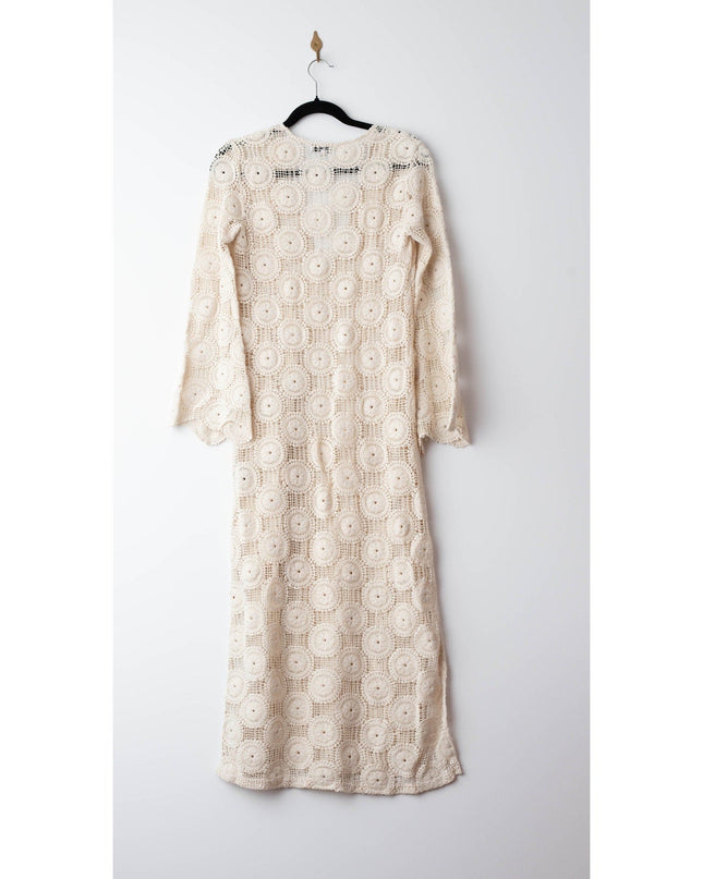 Ronny Kobo x RTR Sheer Crochet Beige Knit Dress - Wind & Song