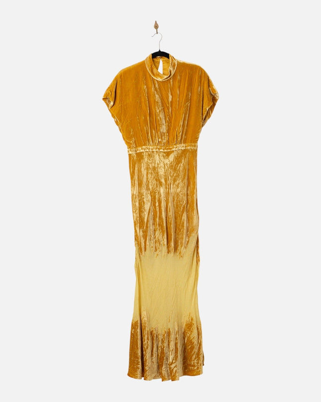 SALONI Fabienne Golden Velvet Gown - Wind & Song