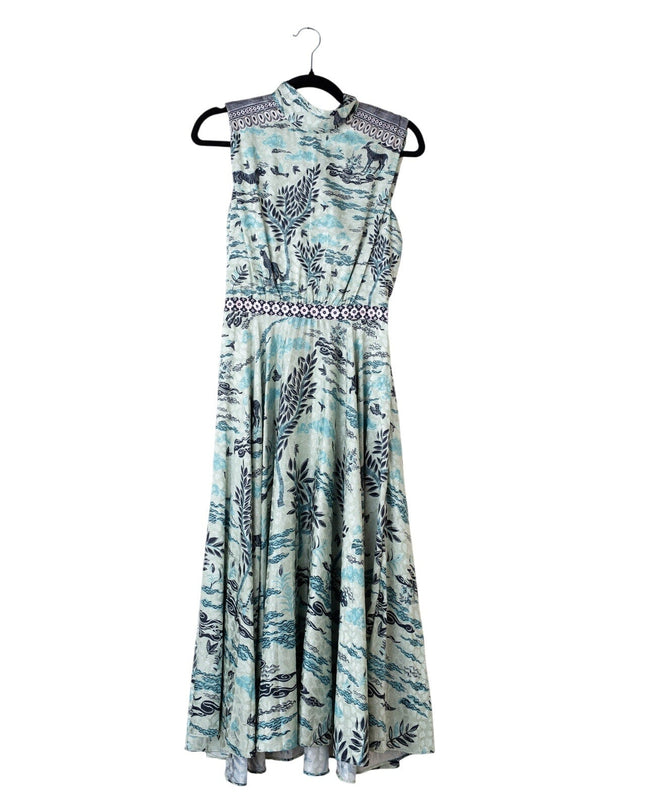 SALONI Fleur E Green Floral Printed Satin Dress - Wind & Song
