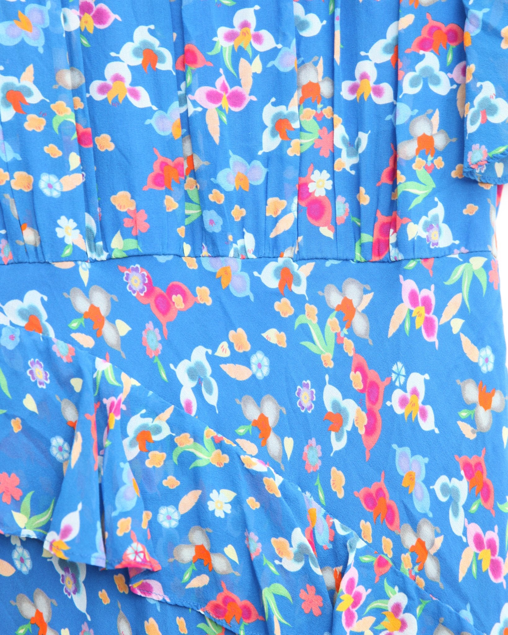 SALONI Vida Ruffled Dress in Blue Size 4 - Wind & Song