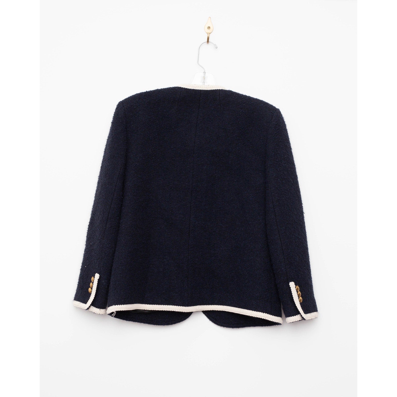 Sandro Dark Blue Collarless Jacket - Wind & Song