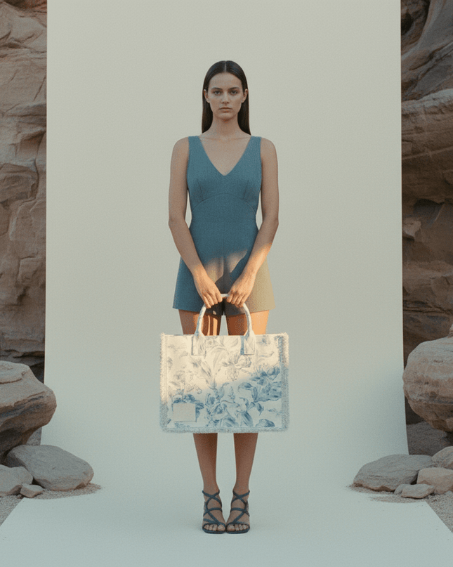 Sandro Kasbah Blue Floral Tote Bag - Wind & Song