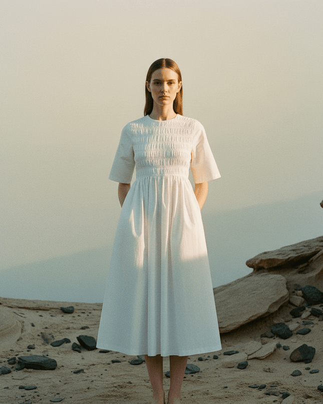Sandy Liang Diddy White Cotton Dress - Wind & Song