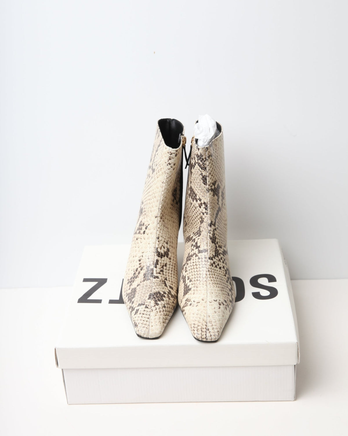 SCHUTZ Dellia Snake-Embossed Kitten Ankle Booties Size 9.5B - Wind & Song