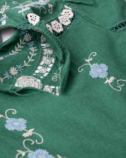 Sea New York Vesna Embroidered Dress in Green Floral - Wind & Song