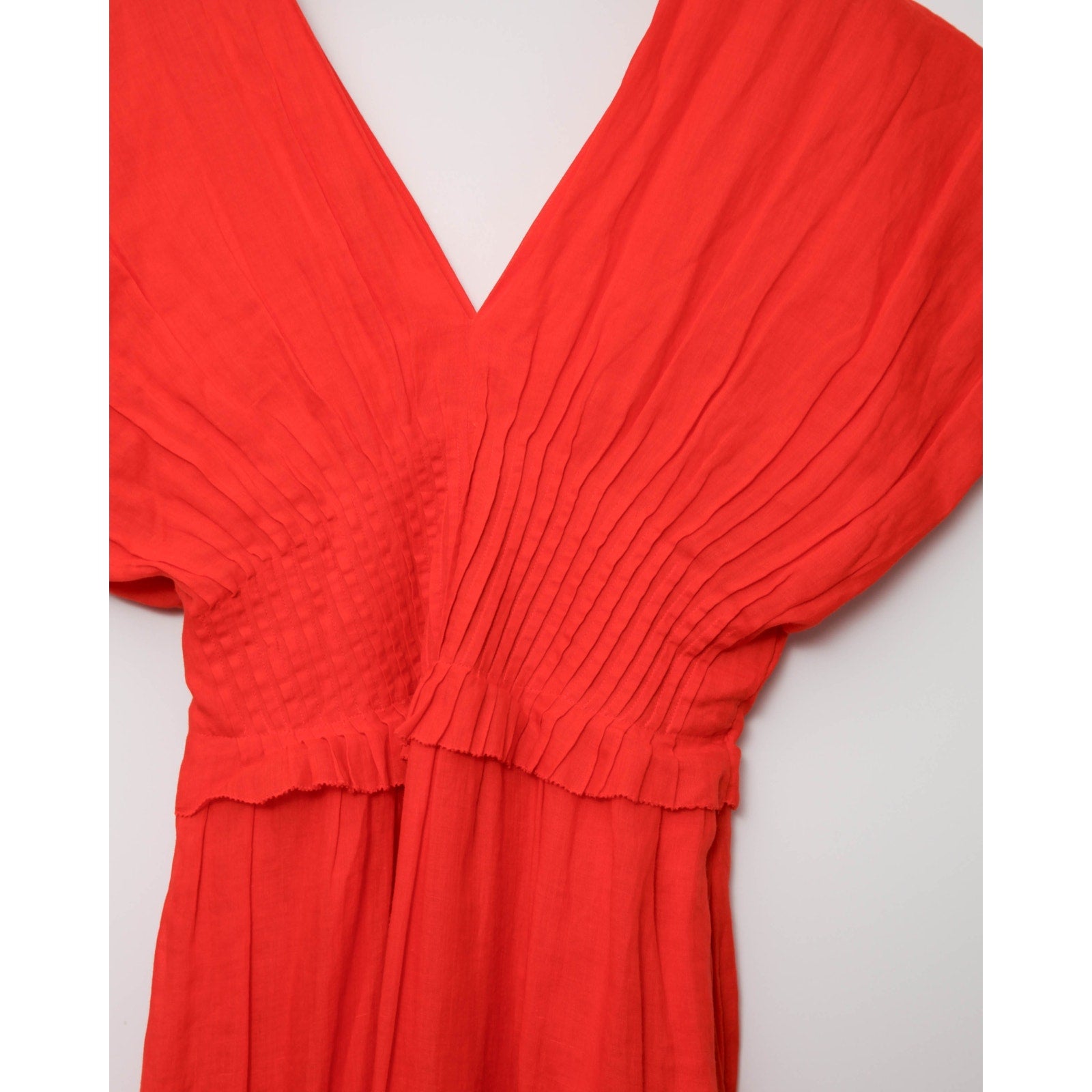 Sea New York Zora Pleated Ramie Midi Dress in Red Size 12 - Pre - Owned - Wind & Song