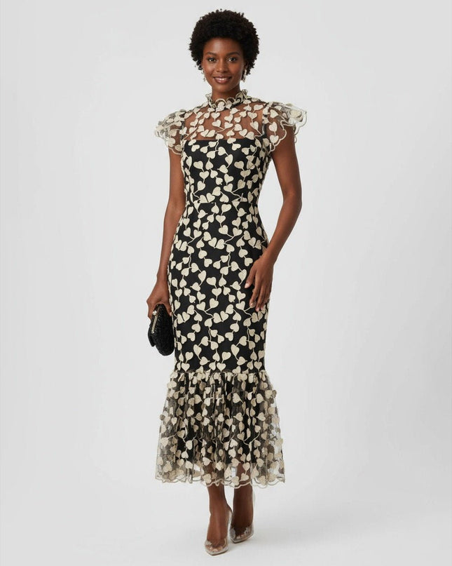 Shoshanna Black and White Chiffon Liberty Dress - Wind & Song