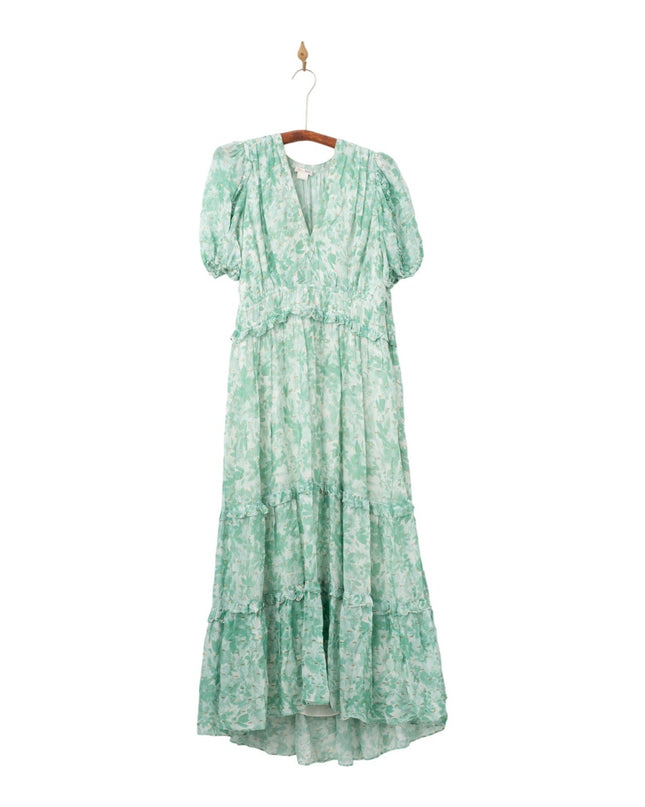 Shoshanna Selene Dress in Green Pre - owned Size 6 - Wind & Song