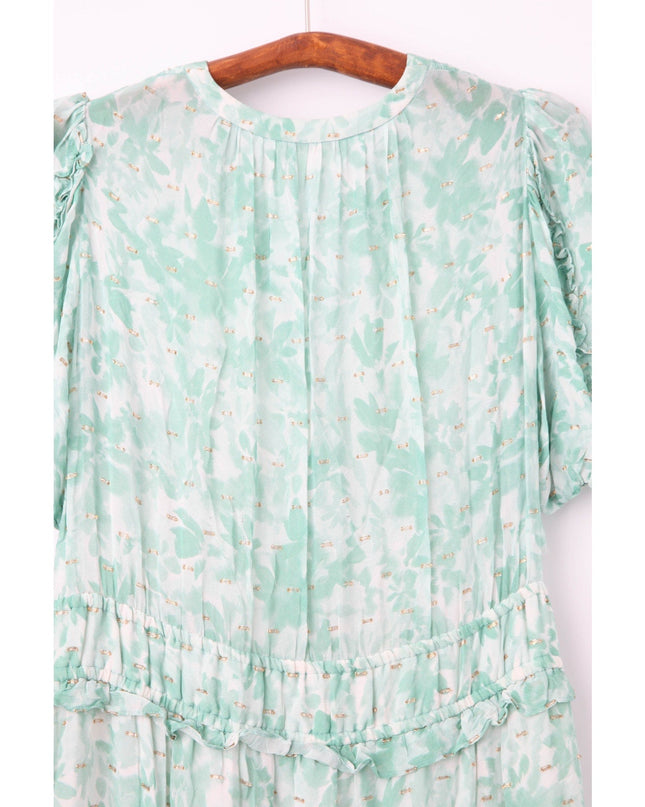 Shoshanna Selene Dress in Green Pre - owned Size 6 - Wind & Song