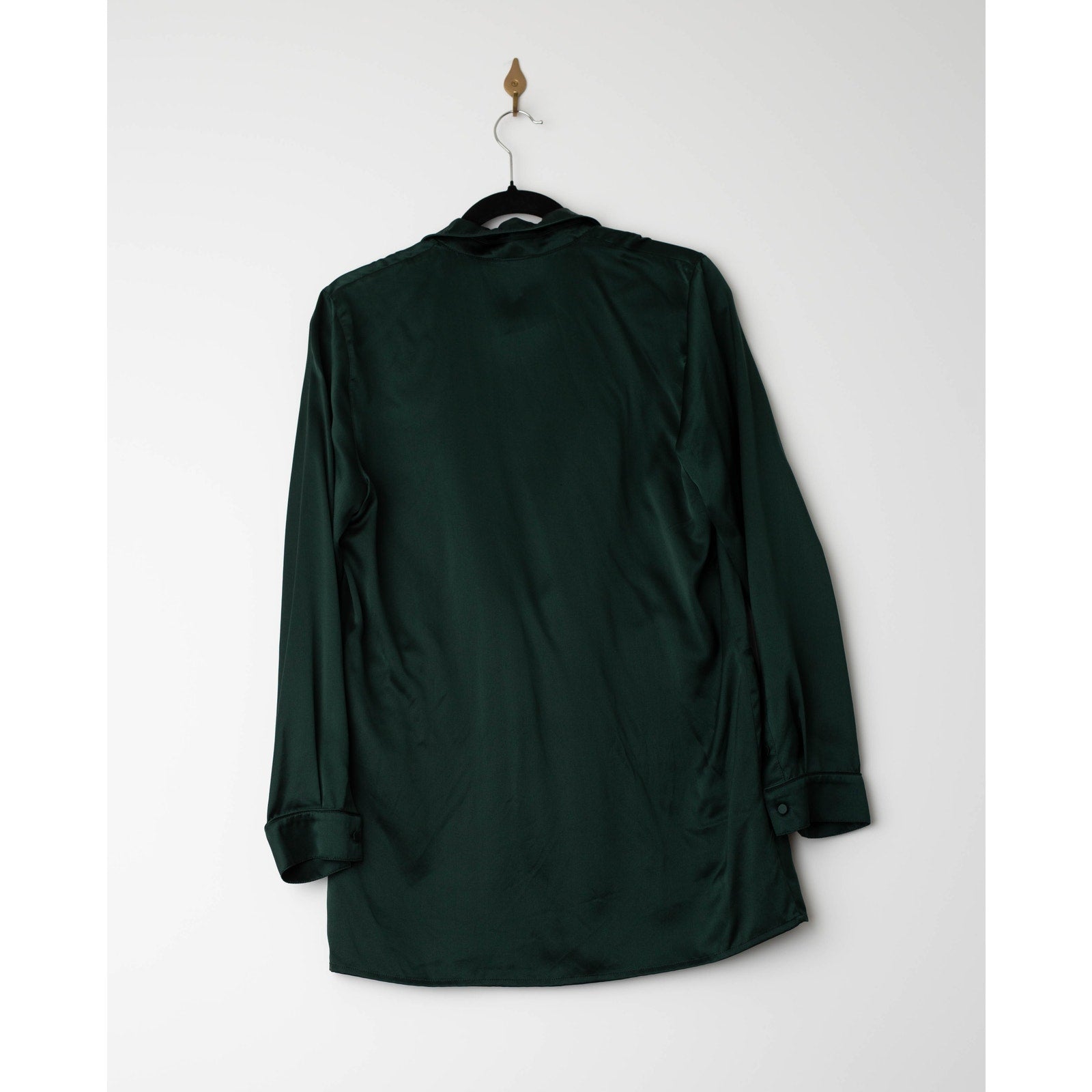 Silk Laundry Relaxed 100% Silk Blazer in Dark Green - Wind & Song