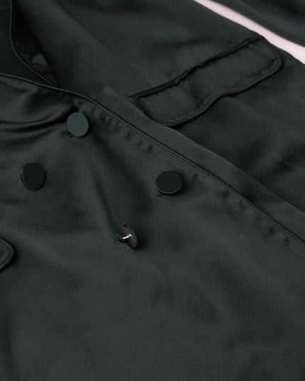 Silk Laundry Relaxed 100% Silk Blazer in Dark Green - Wind & Song