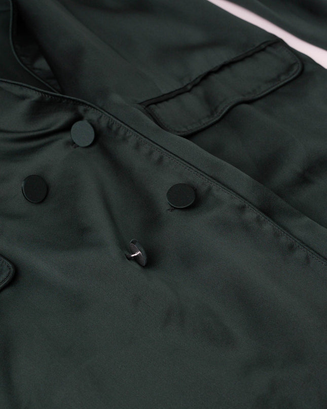 Silk Laundry Relaxed 100% Silk Blazer in Dark Green - Wind & Song