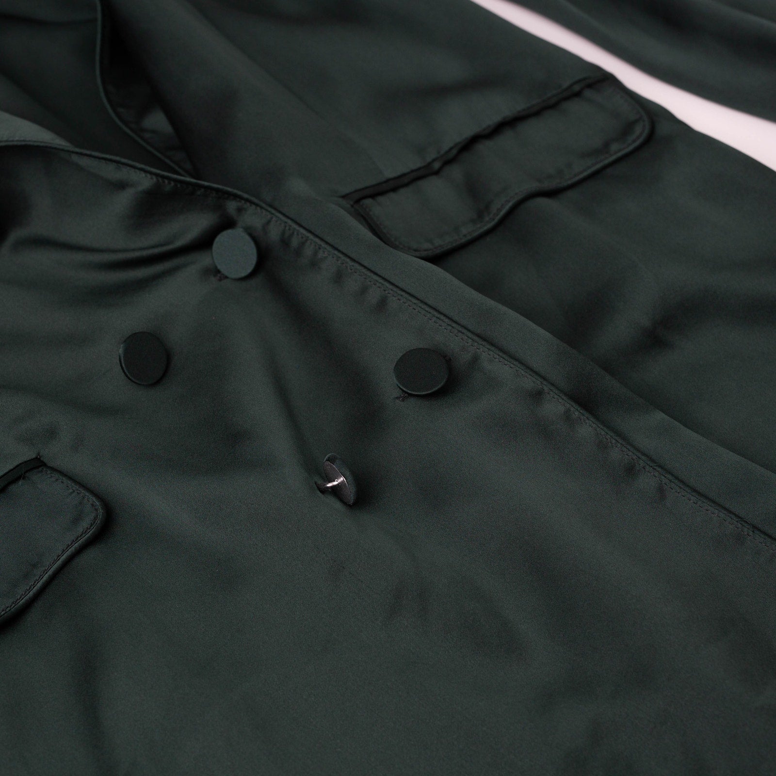 Silk Laundry Relaxed 100% Silk Blazer in Dark Green - Wind & Song