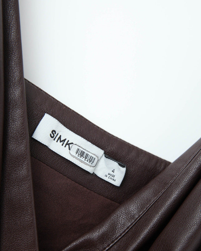 SIMKHAI Carkee Brown Faux Leather Fringe Dress - Wind & Song