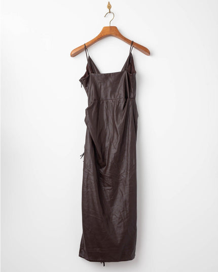 SIMKHAI Carkee Brown Faux Leather Fringe Dress - Wind & Song