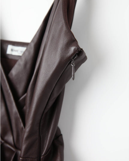 SIMKHAI Carkee Brown Faux Leather Fringe Dress - Wind & Song