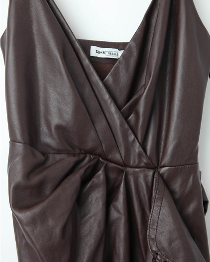 SIMKHAI Carkee Brown Faux Leather Fringe Dress - Wind & Song