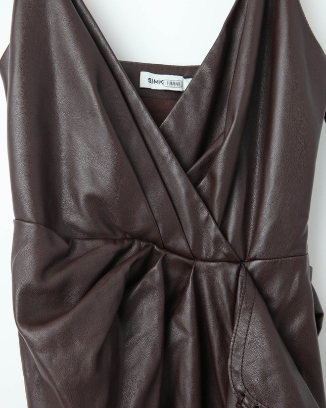 SIMKHAI Carkee Brown Faux Leather Fringe Dress - Wind & Song