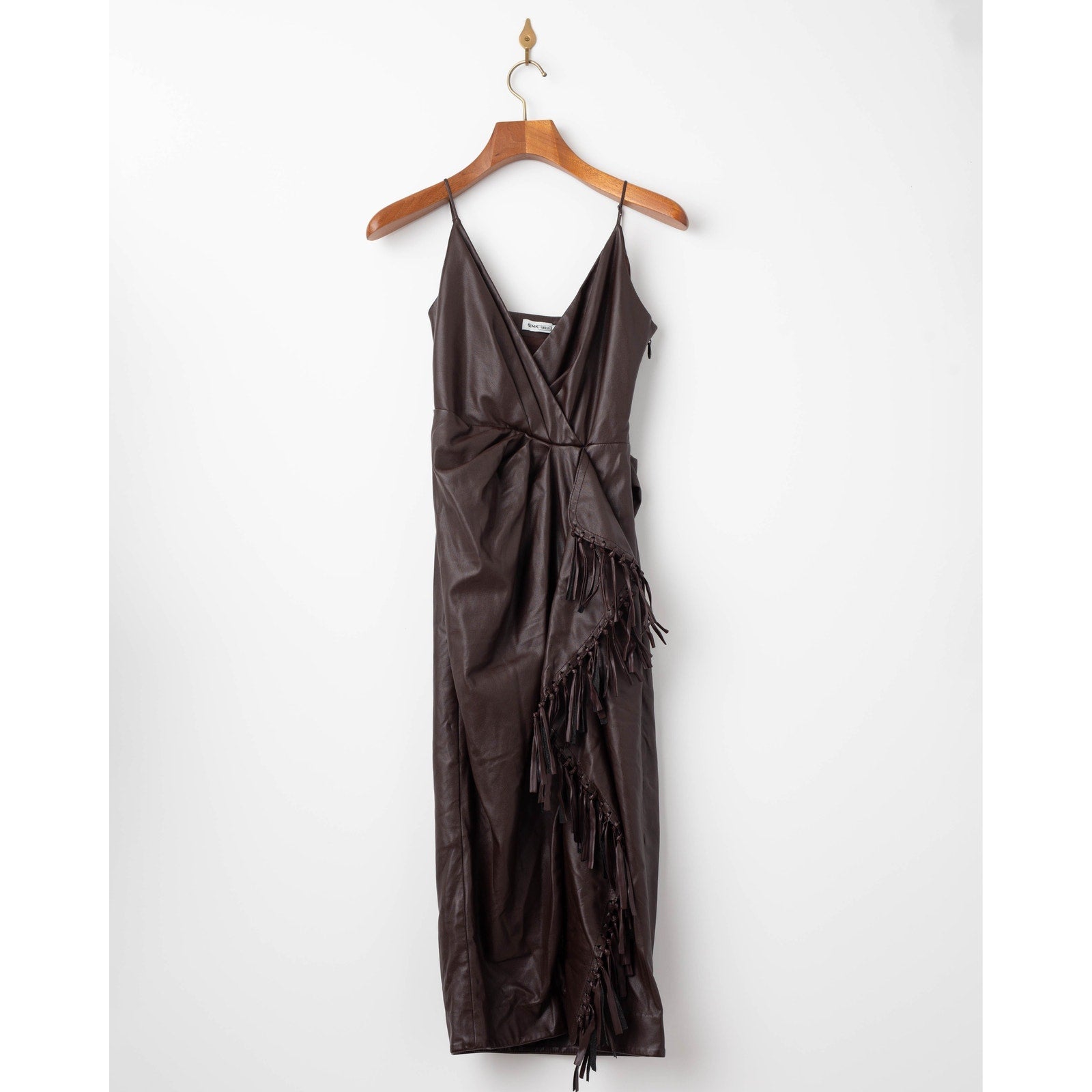 SIMKHAI Carkee Brown Faux Leather Fringe Dress - Wind & Song