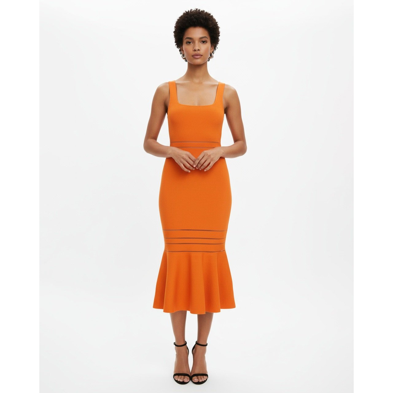 SIMKHAI Louella Midi Dress in Orange - Wind & Song