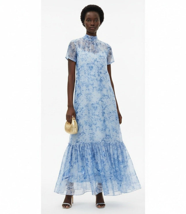 Staud Blue Floral Organza Gown - Size S - Wind & Song