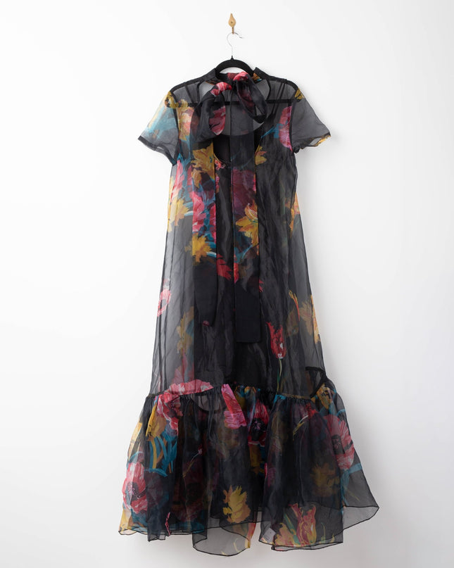 Staud Floral Organza Calluna Dress in First Bloom Night - Wind & Song