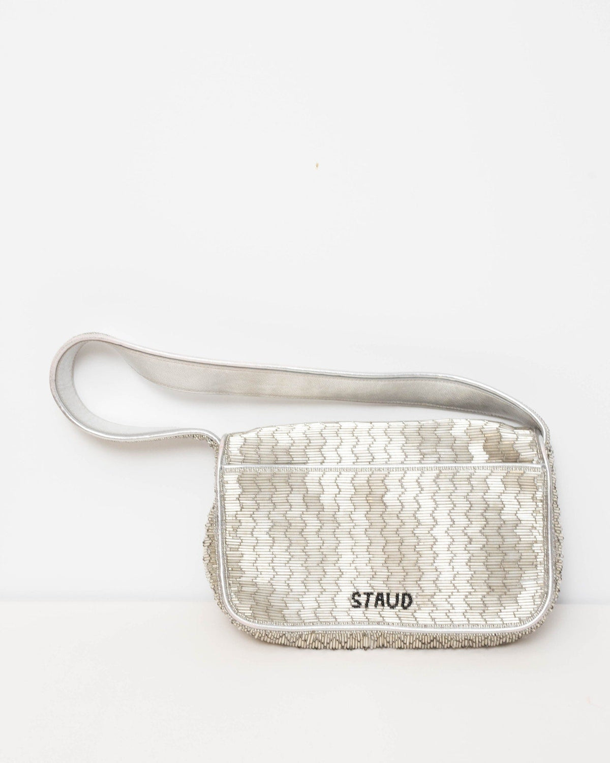 STAUD Tommy Silver Beaded Shoulder Bag - Wind & Song
