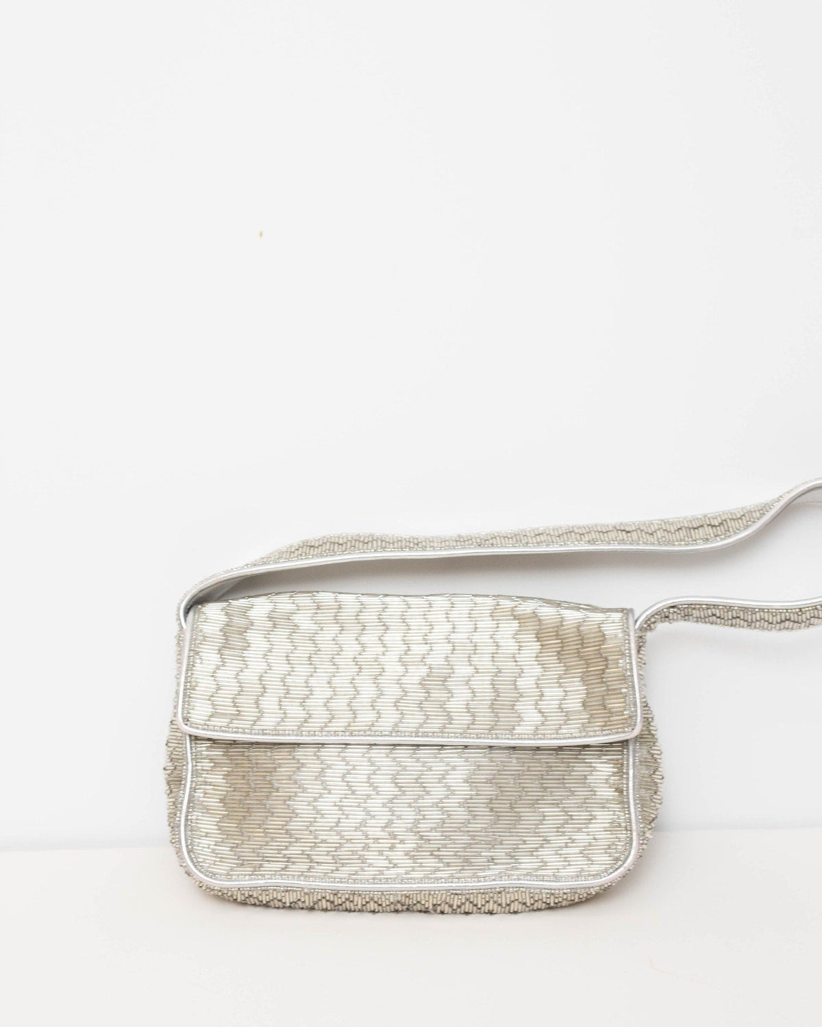 STAUD Tommy Silver Beaded Shoulder Bag - Wind & Song