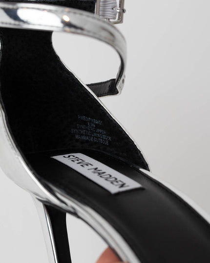 STEVE MADDEN Piked Ankle Strap Sandal In Silver Foil - Wind & Song