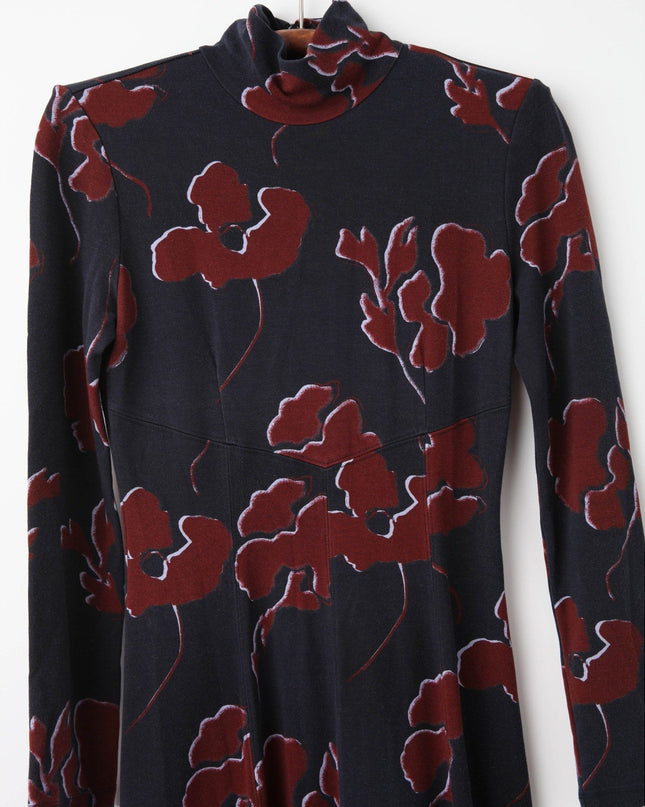 Tanya Taylor Thea long - sleeve floral turtleneck midi dress - Wind & Song