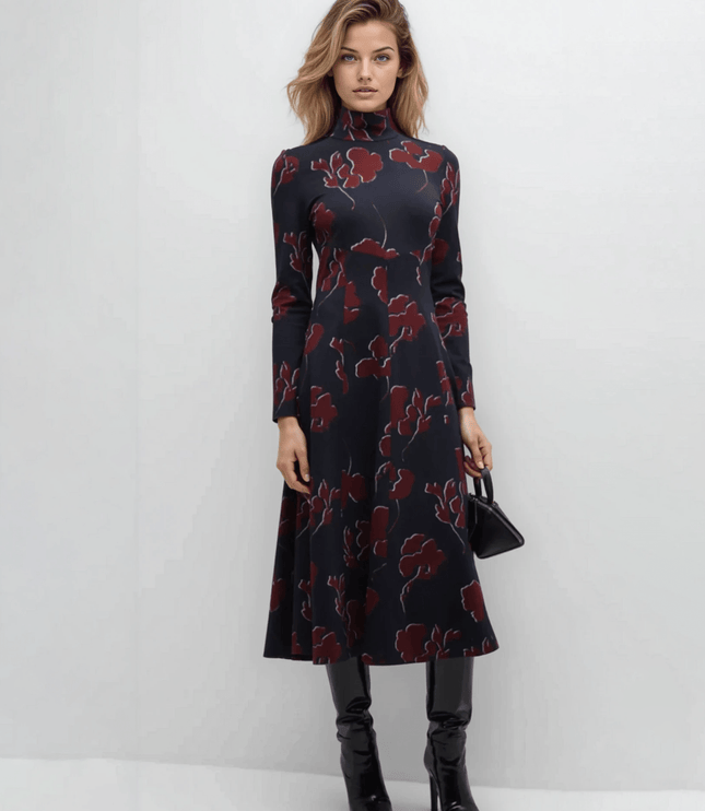 Tanya Taylor Thea long - sleeve floral turtleneck midi dress - Wind & Song