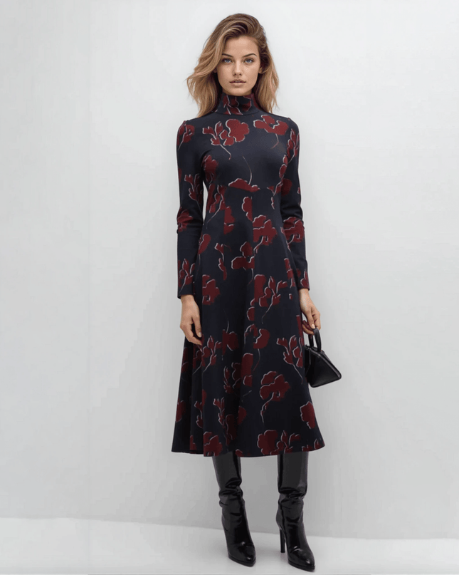 Tanya Taylor Thea long - sleeve floral turtleneck midi dress - Wind & Song