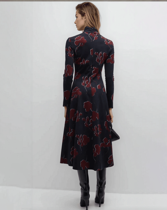 Tanya Taylor Thea long - sleeve floral turtleneck midi dress - Wind & Song
