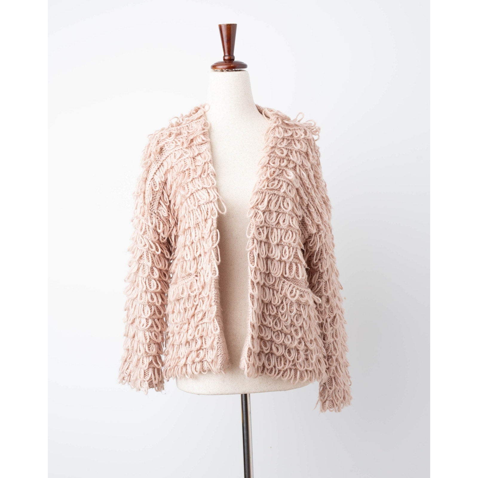 The Great. The Short Monster Loop Knit Cardigan Sweater Open Front TanAIAI - Wind & Song