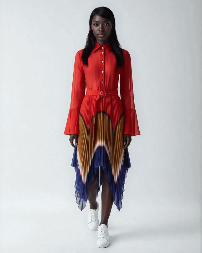 Thebe Magugu Gradient Pleated Chiffon Dress - Wind & Song