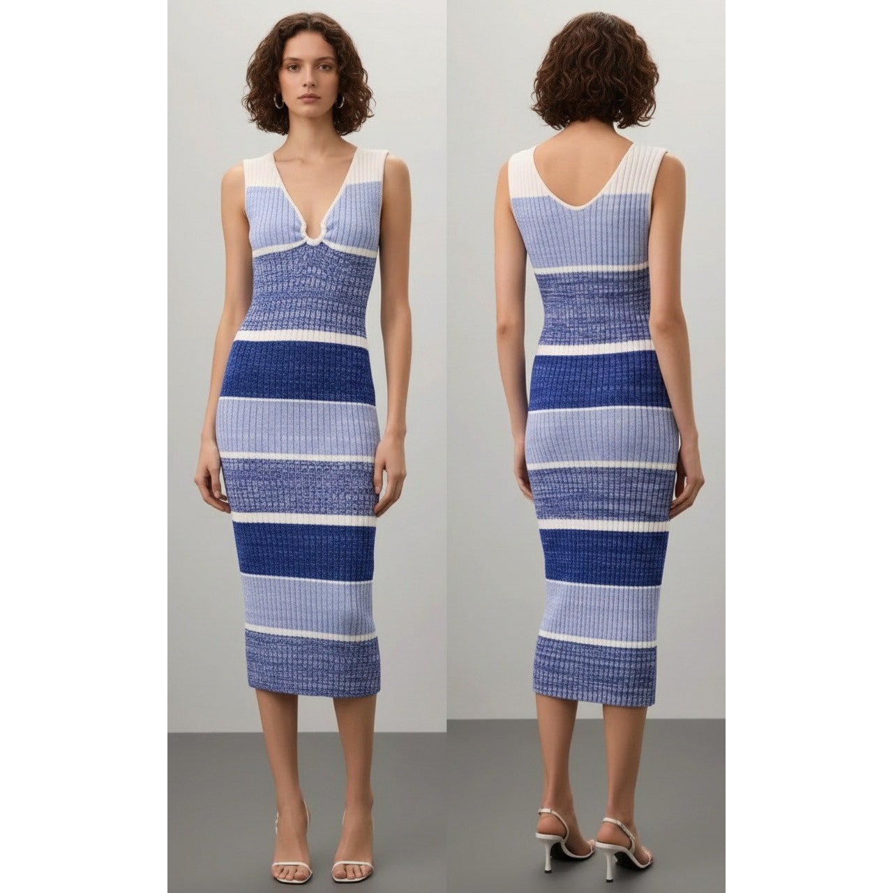Toccin Sadie Sleeveless Striped Midi Dress - Size XL - Wind & Song