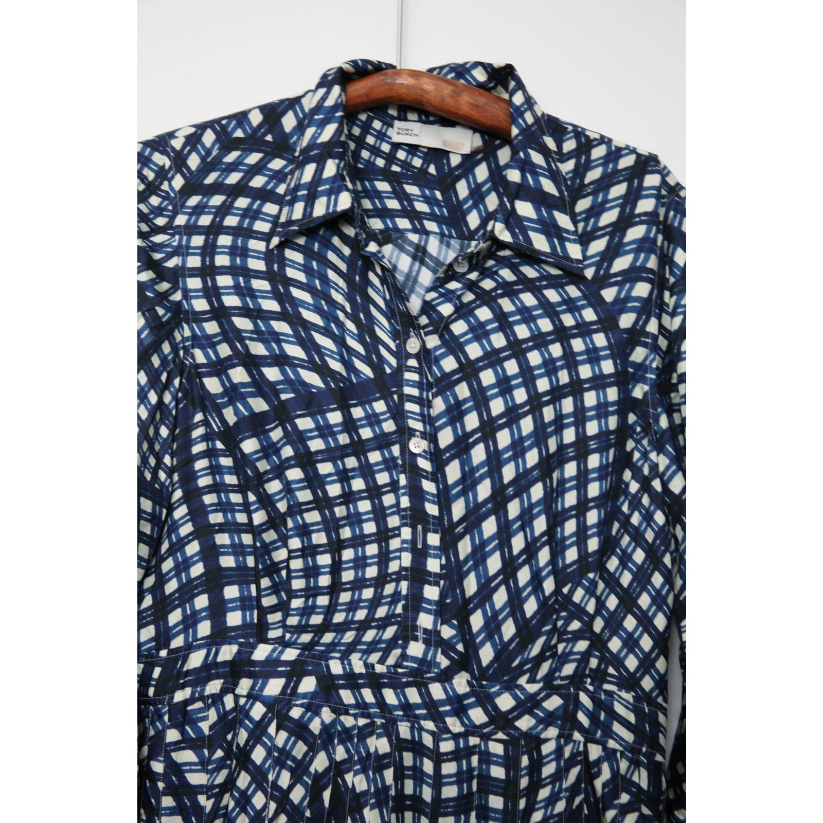Tory Burch Checked Pleated Silk - Twill Midi Dress – Size 10 - Pre - owned - Wind & Song