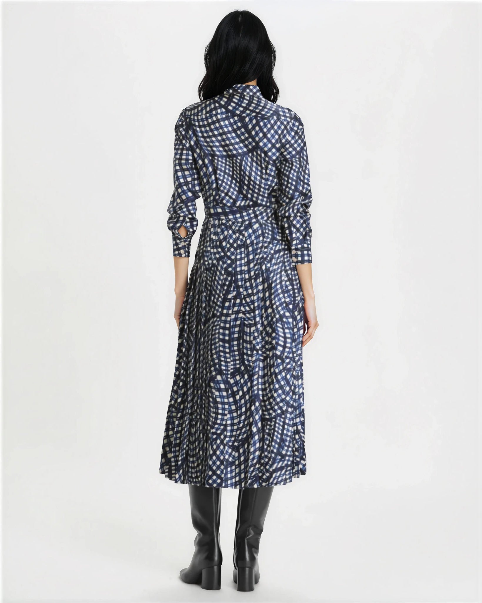 Tory Burch Checked Pleated Silk - Twill Midi Dress – Size 10 - Pre - owned - Wind & Song