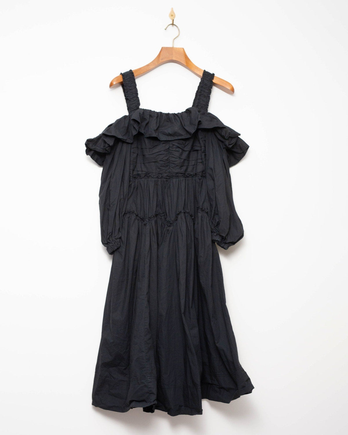 Ulla Johnson Caprice Black Midi Dress Size 0 – Off Shoulder Poplin - Wind & Song