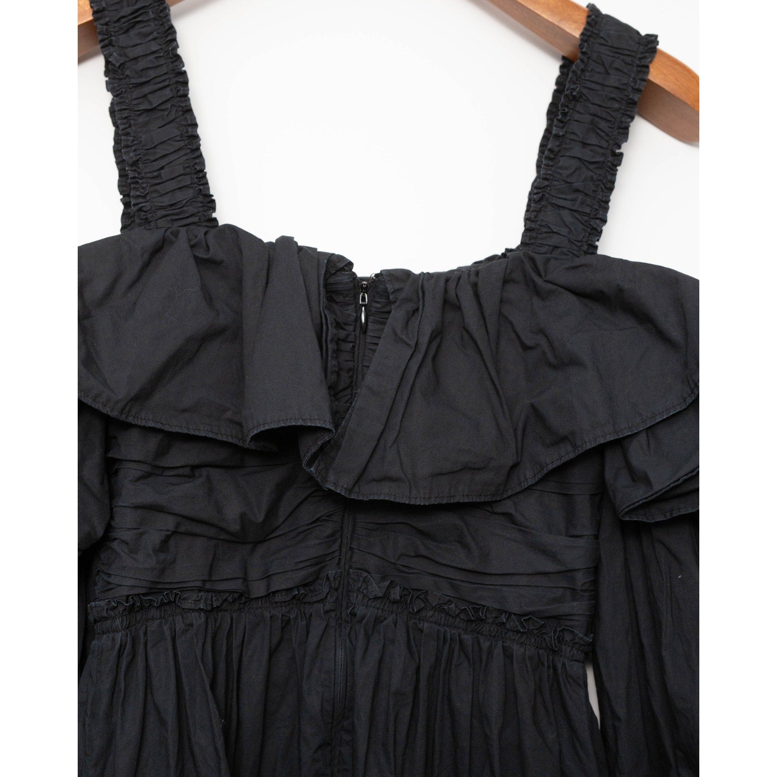 Ulla Johnson Caprice Black Midi Dress Size 0 – Off Shoulder Poplin - Wind & Song