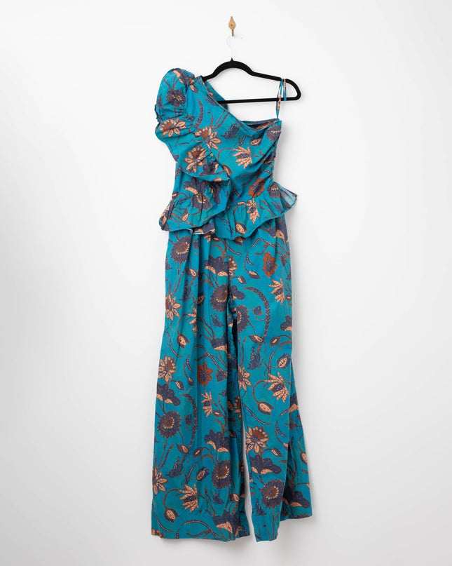 Ulla Johnson Solana Asymmetrical Jumpsuit – Blue Floral - Wind & Song