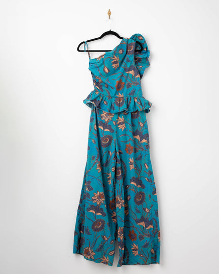 Ulla Johnson Solana Asymmetrical Jumpsuit – Blue Floral - Wind & Song