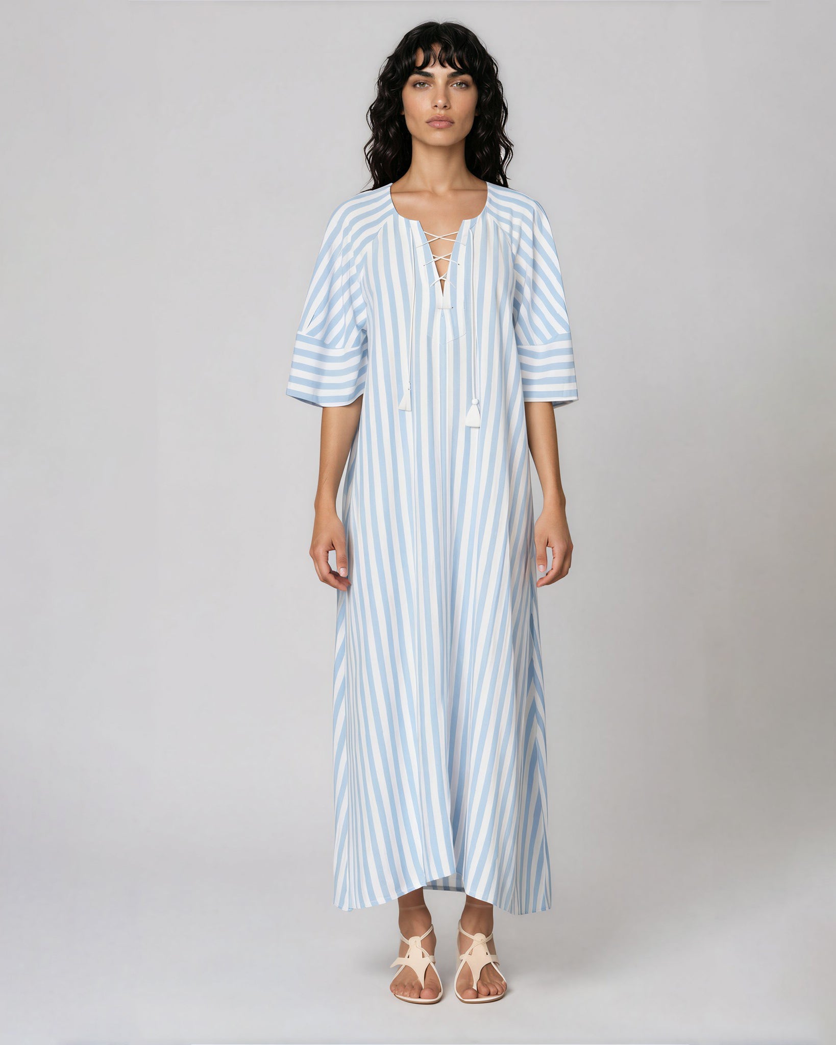 Vanessa Bruno Brooklyn Striped Midi Dress Blue/White Size S - Wind & Song