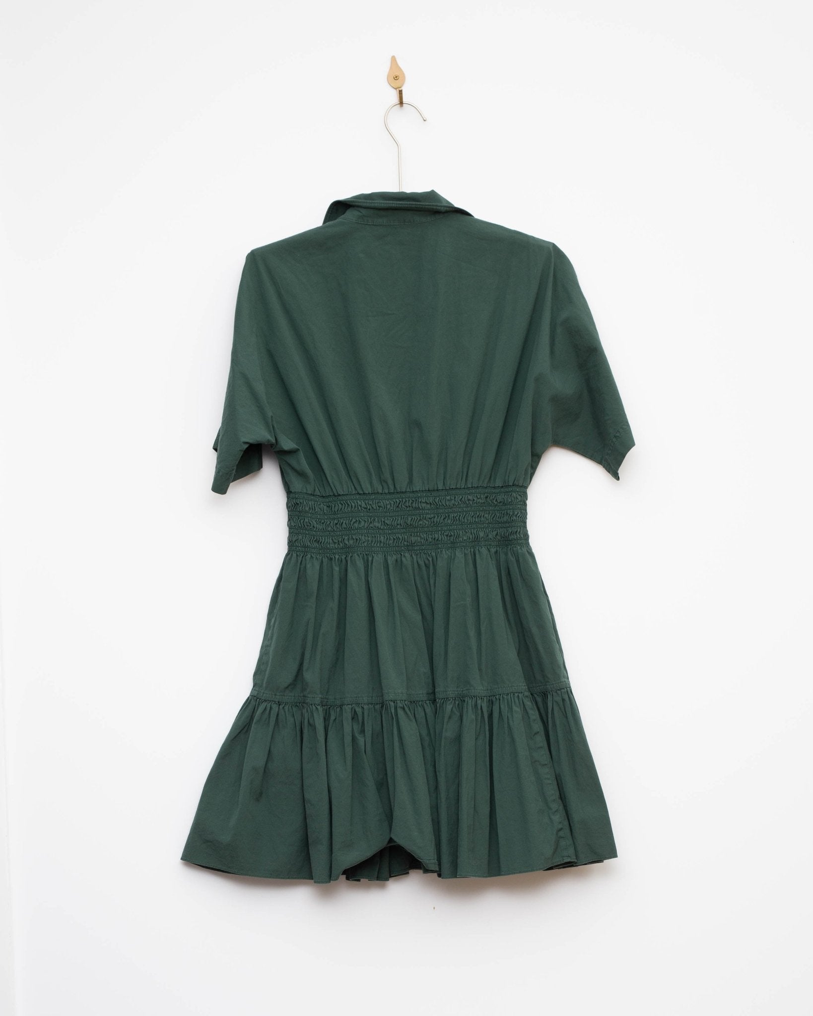 Veronica Beard Greta Smocked Waist Ruffle Hem Shirtdress Size 10 - Wind & Song