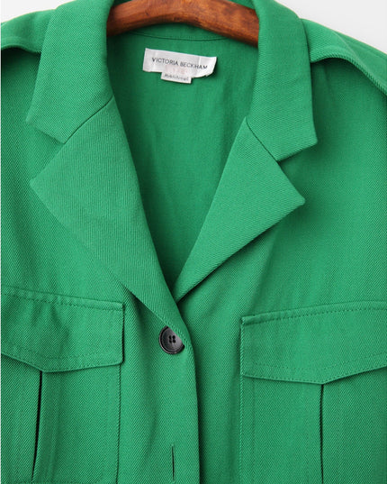 Victoria Beckham Belted Wool - gabardine Shirt Dress In Green - Wind & Song