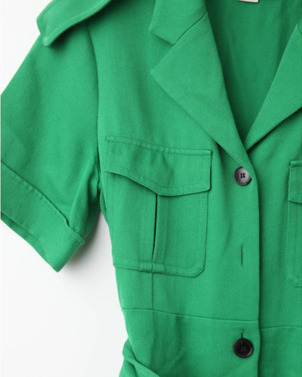 Victoria Beckham Belted Wool - gabardine Shirt Dress In Green - Wind & Song