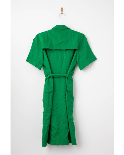 Victoria Beckham Belted Wool - gabardine Shirt Dress In Green - Wind & Song